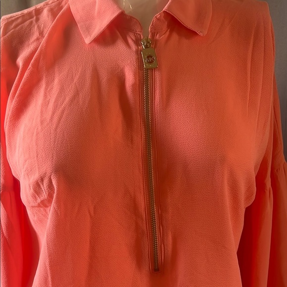 Michael Kors Pink Long Sleeve Zipper Down Blouse - Picture 2 of 8